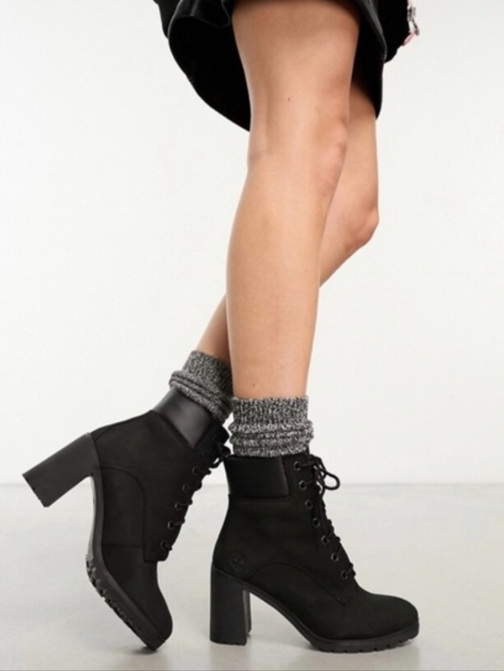 Timberland Allington Black Nubuck Leather Heeled Ankle Boots Womens Size 8